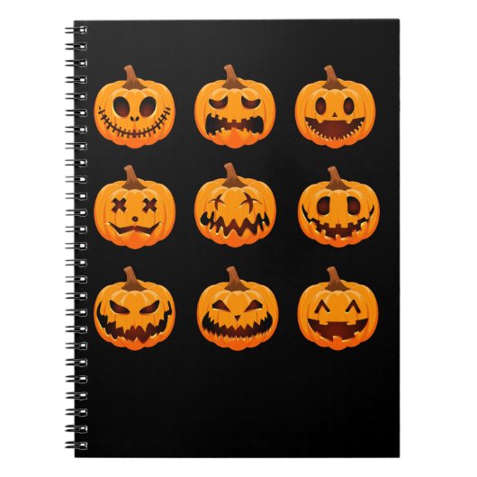 Funny Pumpkin ziet angstaanjagende Happy Sad Pumpk Notitieboek (Voorkant)