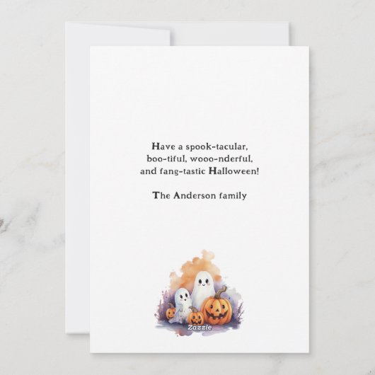 Funny Pumpkins Waterverf Happy Halloween Kaart (Achterkant)