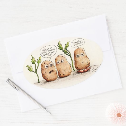 Funny Pun aardappelen Ovale Sticker (Envelop)