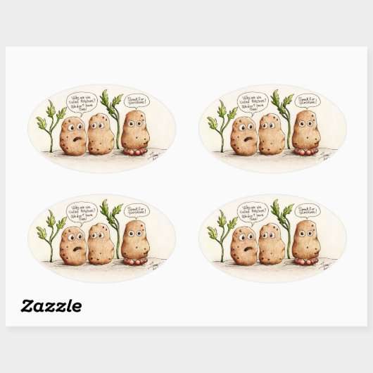 Funny Pun aardappelen Ovale Sticker (Vel)