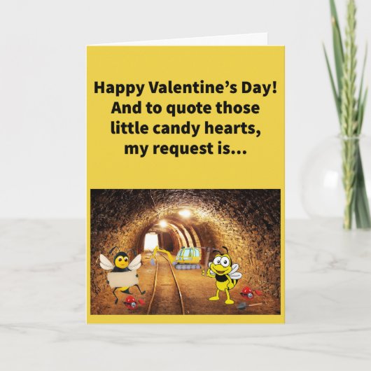 Funny Pun Bee Mine Happy Valentine Dag Kaart (Voorkant)
