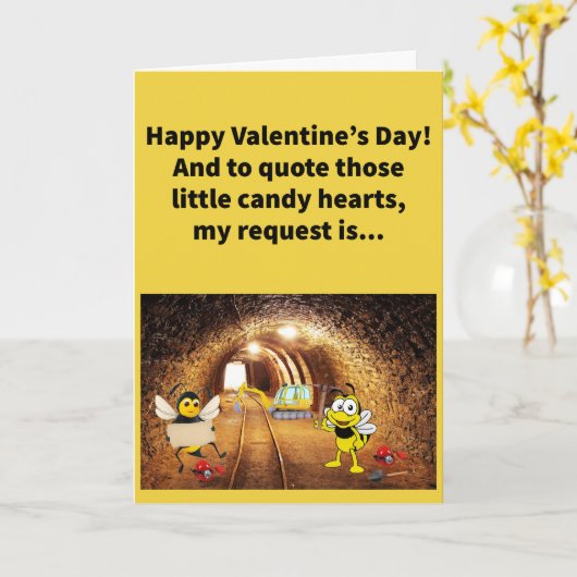 Funny Pun Bee Mine Happy Valentine Dag Kaart (Gele Bloem)