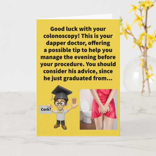 Funny Pun (Bowel) Prep School Good Luck Kaart (Gele Bloem)