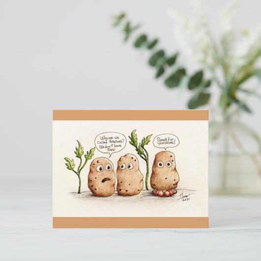 Funny Pun Briefkaart aardappelen (Staand voorkant)