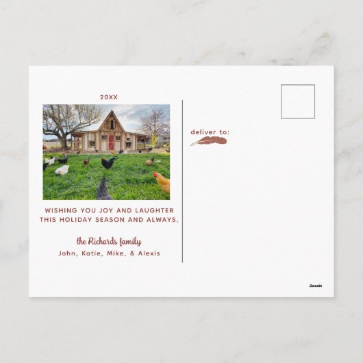 Funny Pun Chicken Kerstfoto Feestdagenkaart (Achterkant)