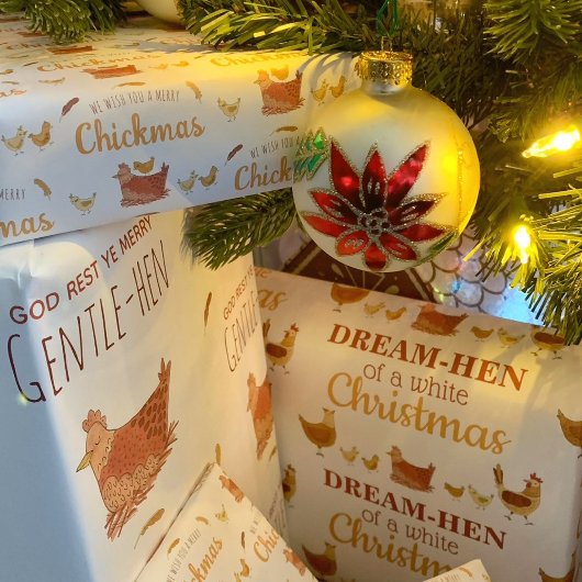 Funny Pun Chicken Kerstmis Inpakpapier Vel