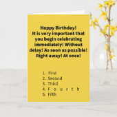 Funny Pun Fourthwidth Happy Birthday Kaart (Gele Bloem)