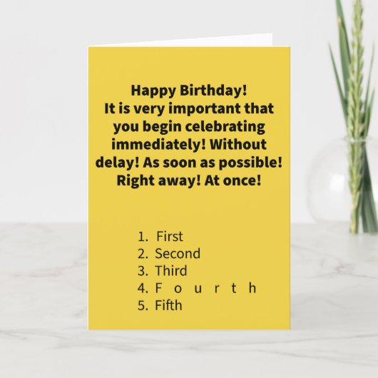 Funny Pun Fourthwidth Happy Birthday Kaart (Voorkant)