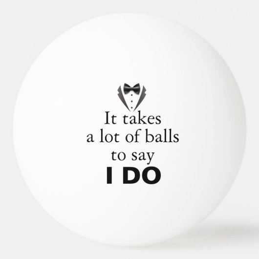 Funny Pun Groom Bow Stropdas Naam Bruiloft Datum Pingpongbal (Voorkant)