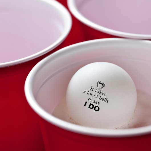 Funny Pun Groom Bow Stropdas Naam Bruiloft Datum Pingpongbal