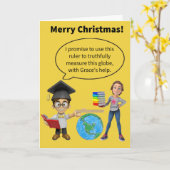 Funny Pun Hij regeert de wereld Vrolijk Kerstfeest Kaart (Gele Bloem)