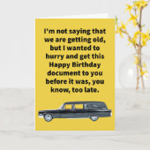 Funny Pun Kaart Voor de Hearse Happy Birthday (Gele Bloem)