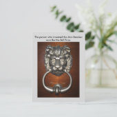 Funny Pun Lion door Knocker Briefkaart Postkruisin (Staand voorkant)