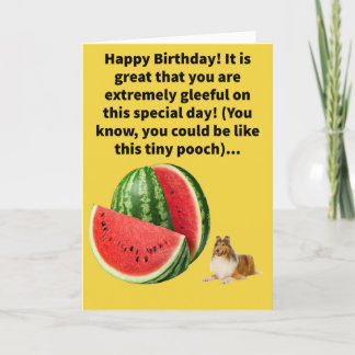 Funny Pun Melon Collie Happy Birthday Kaart