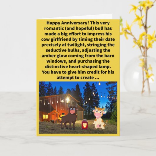 Funny Pun Mooed Lighting Happy Jubileum Kaart (Gele Bloem)