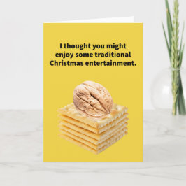 Funny Pun Nutcracker (Nut on Saltines) Kerstmis Kaart
