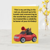 Funny Pun Red Car Pet Treatment Happy Birthday Kaart (Gele Bloem)