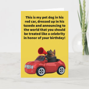 Funny Pun Red Car Pet Treatment Happy Birthday Kaart