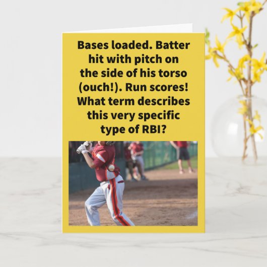 Funny Pun Ribbie Baseball Greeting Kaart (Gele Bloem)