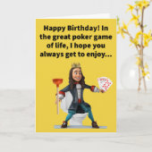 Funny Pun Royal Flush Happy Birthday Kaart (Gele Bloem)