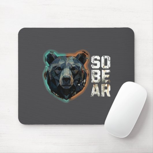 Funny Pun Sober Bear SoBear Recovery Sobriety Muismat (Met muis)