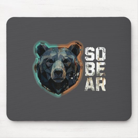 Funny Pun Sober Bear SoBear Recovery Sobriety Muismat (Voorkant)