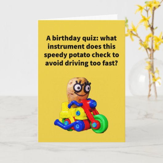 Funny Pun Spud-O-Meter Birthday Kaart (Gele Bloem)