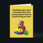 Funny Pun Spud-O-Meter Birthday Kaart<br><div class="desc">Mijn dochter Ashley en ik waren aardappelen aan het pellen voor onze Thanksgiving feast, en ze waarschuwde me niet te snel te pellen, en dat ik een "pud-o-meter" kon gebruiken om mijn tempo onder controle te houden. Ik zocht naar een aardappelfoto die zich zou lenen voor haar goede vooronderstelling, en...</div>