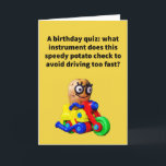 Funny Pun Spud-O-Meter Birthday Kaart<br><div class="desc">Mijn dochter Ashley en ik waren aardappelen aan het pellen voor onze Thanksgiving feast, en ze waarschuwde me niet te snel te pellen, en dat ik een "pud-o-meter" kon gebruiken om mijn tempo onder controle te houden. Ik zocht naar een aardappelfoto die zich zou lenen voor haar goede vooronderstelling, en...</div>