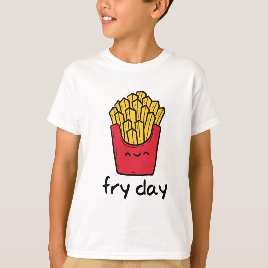 Funny pun, vrijdagavond blij franse frieten cartoo t-shirt (Voorkant)