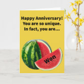 Funny Pun Won in een Melon Happy Jubileum Kaart (Gele Bloem)