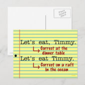 Funny Punctuation Grammar Briefkaart (Voorkant / Achterkant)