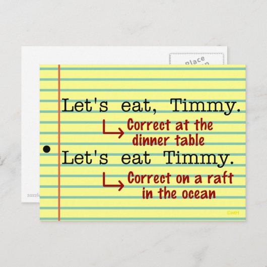 Funny Punctuation Grammar Briefkaart (Voorkant / Achterkant)