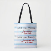 Funny Punctuation Grammar | Laten we Eat Timmy ete Tote Bag (Voorkant)
