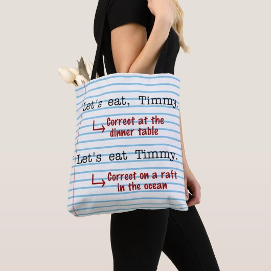 Funny Punctuation Grammar | Laten we Eat Timmy ete Tote Bag (Dichtbij)