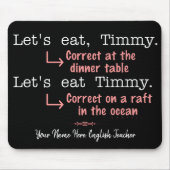 Funny Punctuation Grammar Lovers Timmy Humor Name Muismat (Voorkant)