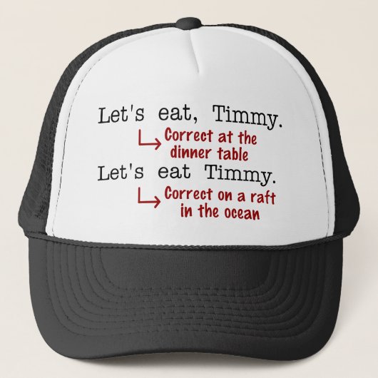 Funny Punctuation Grammar Lovers Timmy Humor Trucker Pet (Voorkant)