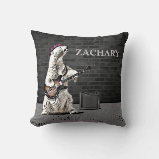 Funny Punk Rock Beer Guitar Custom Name Musician Kussen (Voorkant)