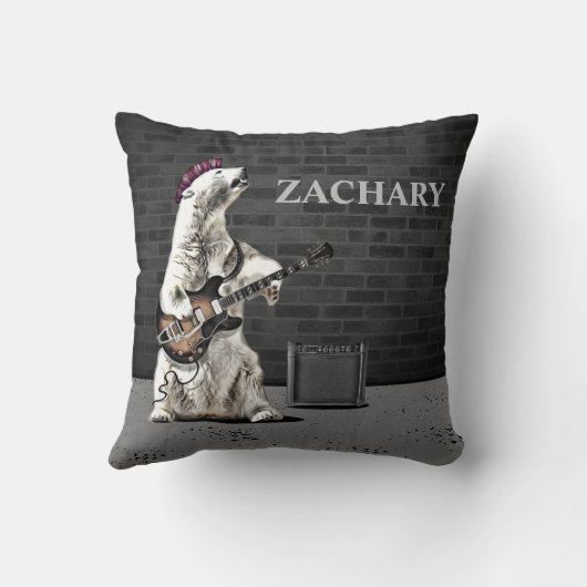 Funny Punk Rock Beer Guitar Custom Name Musician T Kussen (Achterkant)