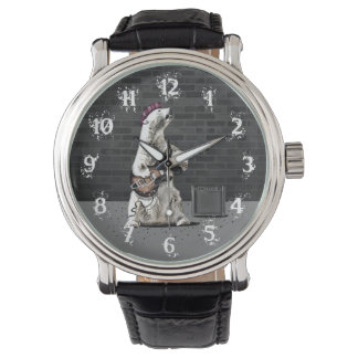 Funny Punk Rock Beer Spuit Guitar Heavy Metal Horloge
