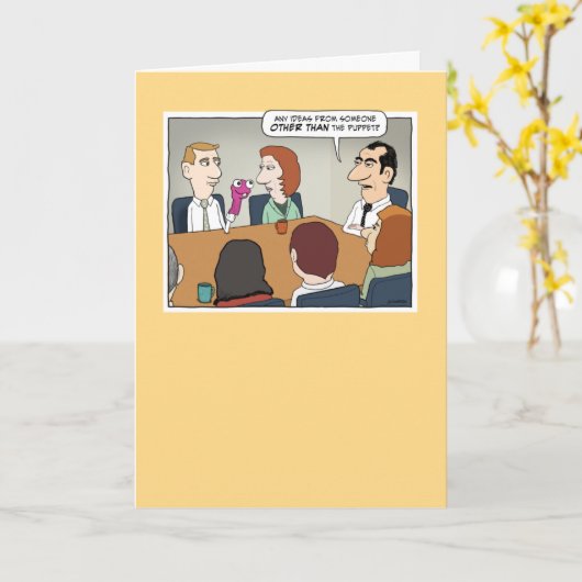 Funny Puppet op zakenvergadering van Birthday Kaart (Gele Bloem)