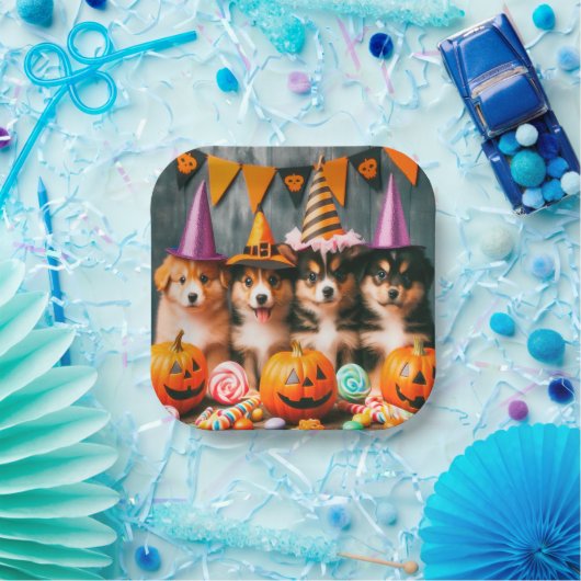 Funny puppies halloween papieren bordje (Feest)