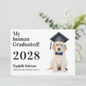 Funny Puppy Afstuderen Graduation Party Kaart (Staand voorkant)