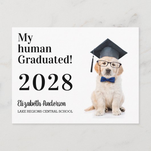 Funny Puppy Afstuderen Graduation Party  Uitnodiging Briefkaart (Voorkant)