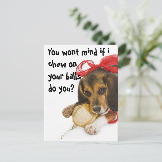 Funny Puppy Christmas, Holiday Postcard Feestdagenkaart (Staand voorkant)