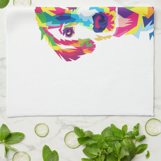 Funny Puppy colorful - Kies achtergrondkleur Theedoek (Gevouwen)