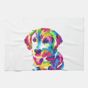 Funny Puppy colorful - Kies achtergrondkleur Theedoek