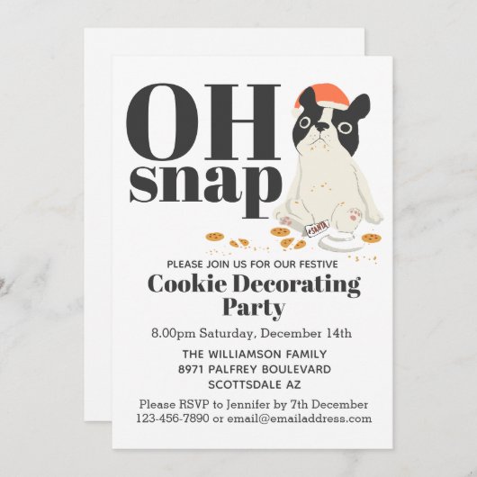 Funny Puppy Cookie Decorting Party Kaart (Voorkant / Achterkant)