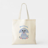Funny Puppy Dog Cartoon Blue Pastel op maat Tote Bag (Achterkant)