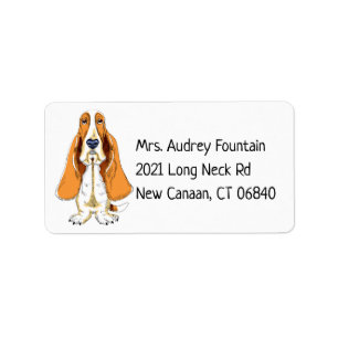 Funny Puppy Dog Cartoon Cute Basset Hound Etiket